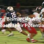 Young athlete training at sunrise in Bismarck North Dakota stadium
